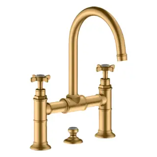 Axor Montreux Смеситель для раковины на 3 отверстие с донным клапаном, цвет: шлифованная латунь 16510950