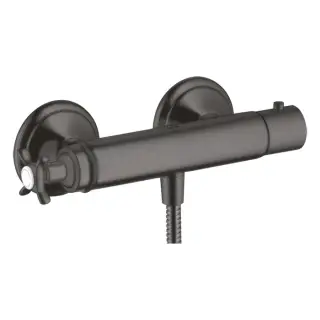 Axor Montreux Термостат для душа с крестообразной рукояткой, цвет: шлифованный черный хром 16261340