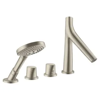 Axor Starck Organic Термостат на борт ванны, с ручным душем, внешняя часть, цвет: шлиф. никель 12425820