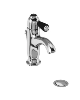 Burlington Смеситель для раковины на 1 отверстие, излив 7,8h см, цвет: хром/черный глянец CH22 BLA