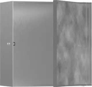 Hansgrohe XtraStoris Rock Полка в нишу встраиваемая 30х14х30h см, с дверью, цвет: нержавеющая сталь 56091800