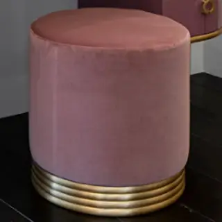 Devon&Devon Zelda Пуф круглый d46хH45 см, цвет PINK VELVET, основание латунь матовая SOZELPVOTSAT/P