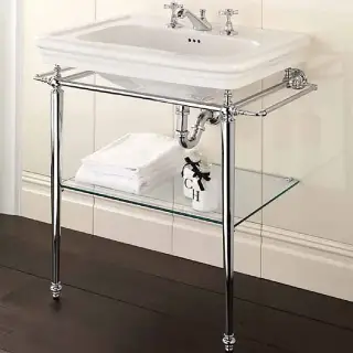 Devon&Devon Etoile Консоль с полотенцедержателями и стеклянной полочкой, цвет хром DEETOILECR