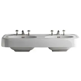 Devon&Devon Wide Blues Раковина двойная с 3 отв., 124,5x56,5xh26,5 см, цвет белый DEWDBLUES3FBI