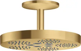 Axor One Верхний душ 28,2 см, 1 вид струи, кронштейн потолочный 12 см, цвет: шлифованное золото 48493250
