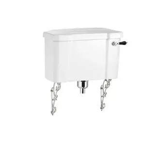 Burlington Classic Бачок с ручкой и сливным механизмом, цвет: белый/черный глянцевый C1 BLA