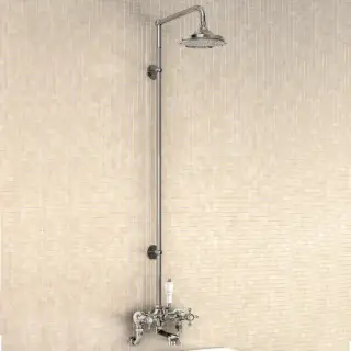 Burlington Kensington Душевой комплект: смеситель, душ, стойка, излив 13 см, цвет: хром/черный глян. H295-KE BLA