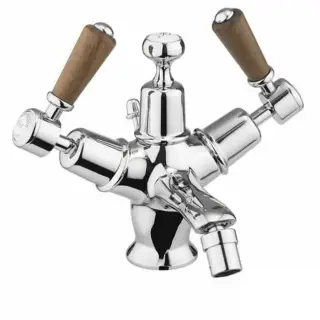 Burlington Regent Смеситель для раковины на 1 отверстие, излив 4,5h см, цвет: хром/орех глянец KER6-QT WAL