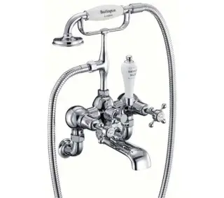 Burlington Classic Смеситель для ванны с ручным душем и держателем, цвет: хром/белый глянец CL17-QT