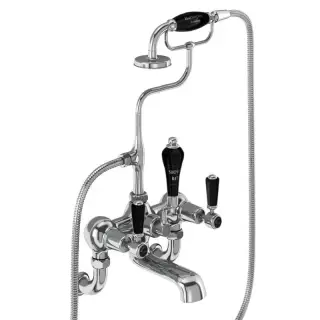 Burlington Kensington Смеситель для ванны с ручным душем и держателем, цвет: хром/черный глянец KE17-QT BLA