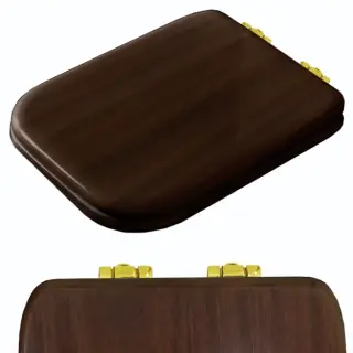 Kerasan Waldorf Крышка-сиденье для унитаза, с микролифтом, крепление золото, цвет: Noce massello 418740