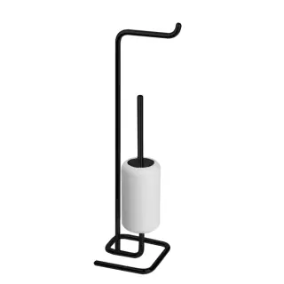 Gessi Goccia Стойка с держателем для туалетной бумаги и ершиком, цвет: black xl/белый 38067#099