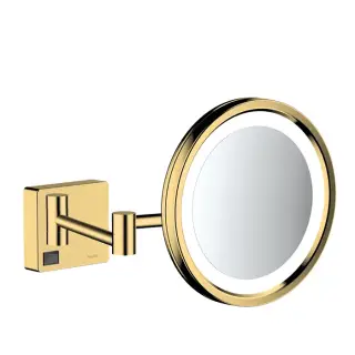 Hansgrohe AddStoris Косметическое зеркало подв. с подсветкой, 3x увел., 27x21.7h см, цвет: золото 41790990