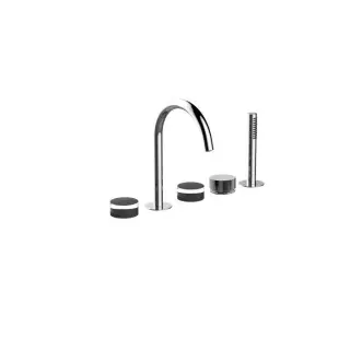 Fantini Nice Смеситель на борт ванны, 5 отв., излив 18,3 cм, с ручн.душем, цвет хром 65 02 S065S