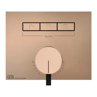 Gessi Hi-Fi Смеситель для душа встраиваемый, 3 потребителя, запорный вентиль, цвет: copper PVD 63081#030