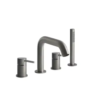 Gessi 316 Bath-Shower Смеситель на борт ванны на 4 отверстия, с ручн. душем, цвет: steel brushed 54037#239