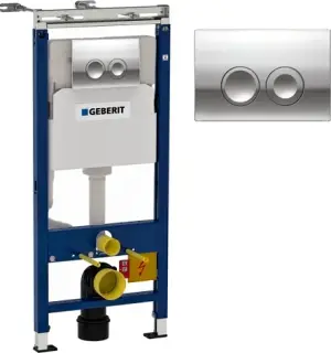 Geberit Duofix Delta Инсталляция для унитаза 4 в 1 с кнопкой смыва, креплением, цвет: хром глянец 458.122.21.1
