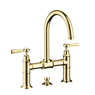 Axor Montreux Смеситель для раковины на 3 отверстие с донным клапаном, цвет: полированное золото 16511990