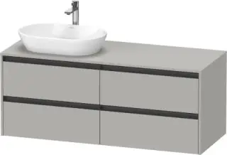 Duravit Ketho.2 Тумба под раковину слева 140x55x56,8h см, цвет: бетонно-серый мат. K24898L07070000