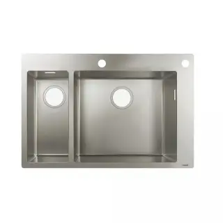 Hansgrohe S71 Кухонная мойка встраиваемая сверху 2 чаши 75,5x50 см, цвет: нержавеющая сталь 43310800