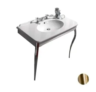 Kerasan Retro Раковина с консолью 100х55 см, с 1 отвер. под смес., с переливом, цвет: Bianco/Bronzo 1049K3 bi*1 br legs