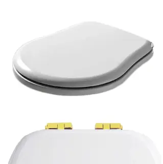 Kerasan Retro Крышка-сиденье для унитаза, с микролифтом, крепление золото, цвет: Bianco lucido 108701
