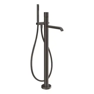 Gessi Habito Смеситель для ванны напольный с душевым набором, цвет: black metal brushed PVD 70628#707