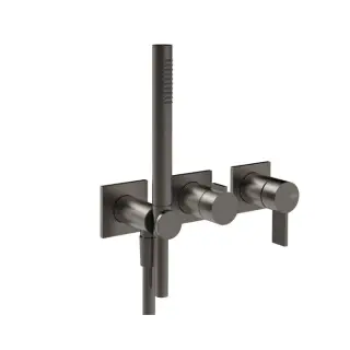 Gessi Inverso Rigato Смеситель для душа встраиваемый, с ручным душем, цвет: black metal brushed PVD 73536#707
