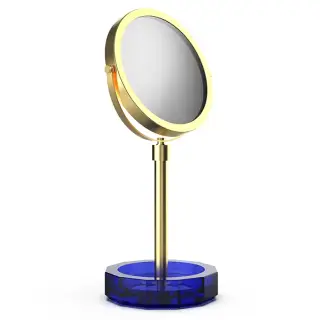 Decor Walther Kristall KSA Косметическое зеркало, 5x увеличение d15 см, цвет: синий/золото 0941995