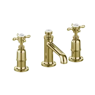 Burlington Guild Смеситель для раковины на 3 отверстия, излив 5,2h см, цвет: золото/белый глянец GU135DNG
