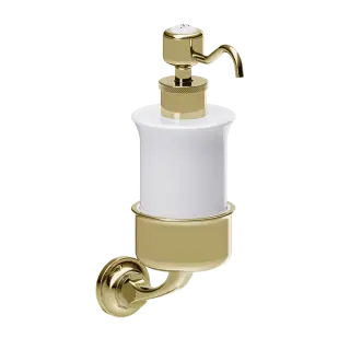 Burlington Guild Дозатор жидкого мыла, подвесной, керамическая колба, цвет: золото глянцевое GU011G