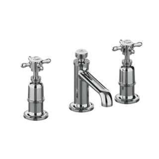 Burlington Guild Смеситель для раковины на 3 отверстия, излив 5,2h см, цвет: хром/белый гляцец GU135DNC