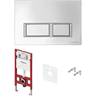 Tece Spring base Инсталляция для унитаза 4 в 1: прямоугольная кнопка, крепление, цвет: хром глянец S401201