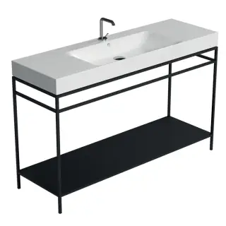 Kerasan Cento Консоль под раковину на 140 см, напольная, с металлической полкой, цвет: Nero matt 924631 Nero matt