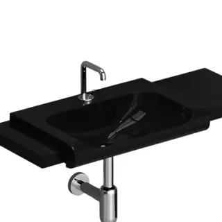 Kerasan Inka Project Панель керамическая накладная для раковины 35,5x32 см, цвет: Nero lucido 341704