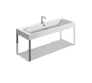 Kerasan Cento Консоль под раковину на 120 см, подвесная, со стеклянной полкой, цвет: Cromo 9127K1cr