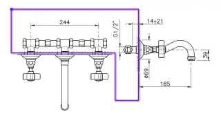 Nicolazzi Doccia Внутренняя часть смесителя для раковины на 3 отверстия, c картриджами DX+DX C1477DX