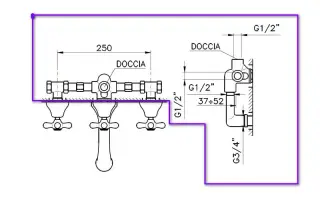 Nicolazzi Doccia Внутренняя часть смесителя для ванны на 4 отверстия, c картриджами DX+DX C2503DX