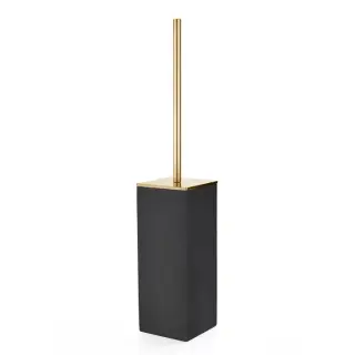3SC Mood Black Туалетный ёршик, напольный,  композит Solid Surface, цвет: чёрный матовый/золото 24к.