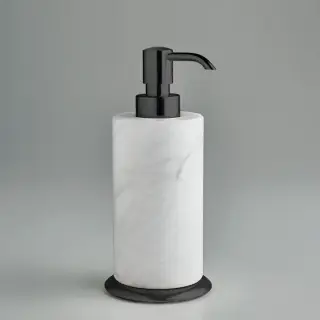 3SC Baster Round Дозатор для жидкого мыла, настольный, цвет: алебастр/никель черный матовый