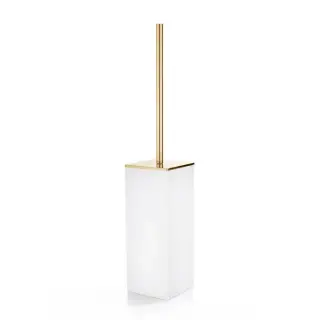 3SC Mood White Туалетный ёршик, напольный, композит Solid Surface, цвет: белый матовый/золото 24к.