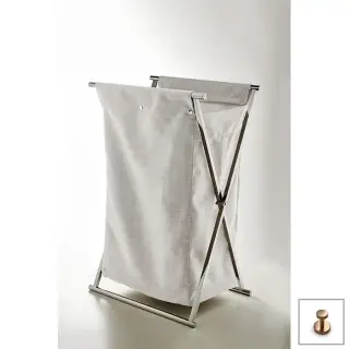 3SC Double Face Корзина для белья 50х80х36см., раскладная, цвет: белый хлопок/Warm Brushed Bronze PVD