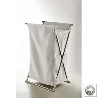 3SC Double Face Корзина для белья 50х80х36см., раскладная, цвет: белый хлопок/никель сатинированный полированный