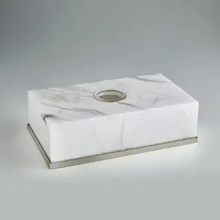 3SC Baster Round Контейнер для бумажных салфеток 26.5х7.5х15.5 см., настольный, цвет: алебастр/никель сатинированный матовый