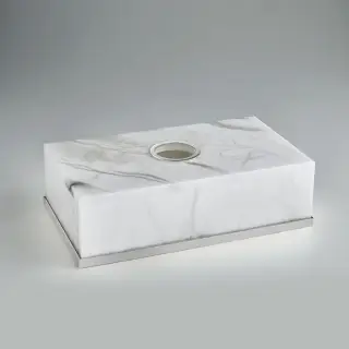 3SC Baster Round Контейнер для бумажных салфеток 26.5х7.5х15.5 см., настольный, цвет: алебастр/хром