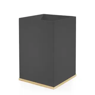 3SC Mood Deluxe Black Ведро, без крышки, 20х30х20 см, композит Solid Surface, цвет: чёрный матовый/золото 24к.
