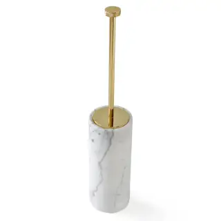 3SC Apuana 2.0 Ершик туалетный напольный d11xh65 см, цвет: мрамор White Statuario/латунь сатинированная матовая