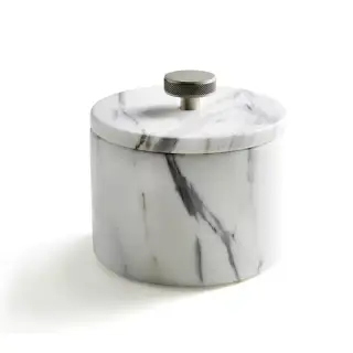 3SC Apuana 2.0 Контейнер с крышкой настольный d12хh8,5 см, цвет: мрамор White Statuario/никель сатинированный полированный