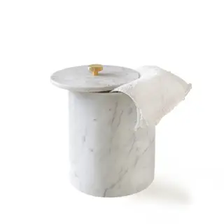 3SC Apuana 2.0 Урна с крышкой d20хh26 см, цвет: мрамор White Statuario/латунь сатинированная матовая