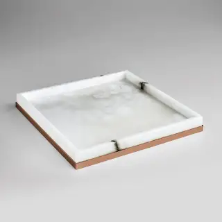 3SC Baster Round Лоток 25.5х2.5х25.5 см., настольный, цвет: алебастр/Warm Brushed Bronze PVD